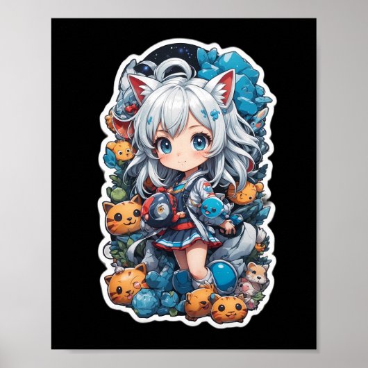 Schattigee en mooie anime stijl poster (Voorkant)