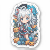 Schattigee en mooie anime stijl sticker (Voorkant)