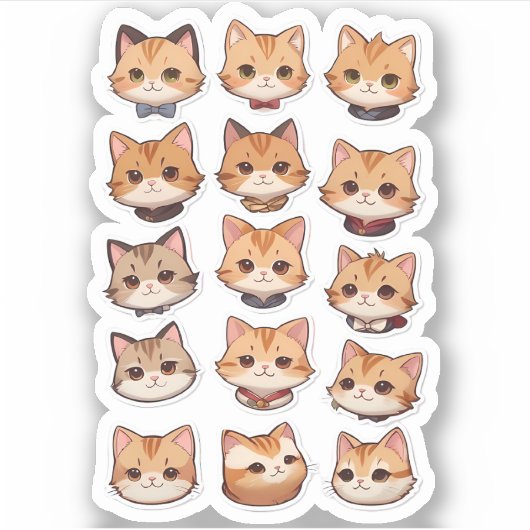 Schattigee en mooie kattenkop gezichten sticker (Voorkant)
