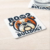 Schattigee en ondeugende Bulldog: Pop Art Hallowee Kartonnen Onderzetters (Schuin)