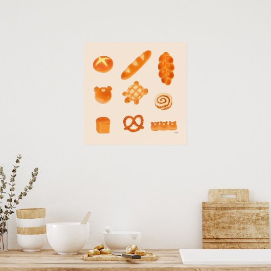 Schattigee en pluizige broodjes en dierlijke bakke poster (Keuken)