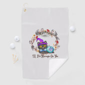 Schattigee en Punny Witch Cat Golfhanddoek (Insitu)