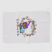 Schattigee en Punny Witch Cat Golfhanddoek (Horizontaal)