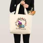 Schattigee en Punny Witch Cat Grote Tote Bag (Voorkant (product))