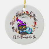 Schattigee en Punny Witch Cat Keramisch Ornament (Voorkant)