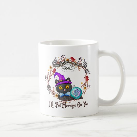 Schattigee en Punny Witch Cat Koffiemok (Rechts)