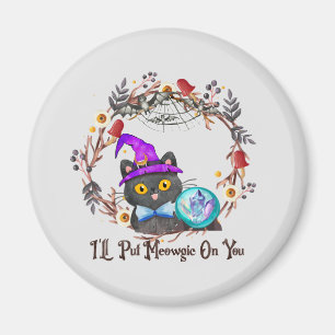 Schattigee en Punny Witch Cat Magneet