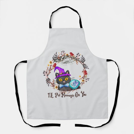 Schattigee en Punny Witch Cat Schort (Voorkant)