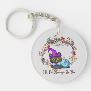 Schattigee en Punny Witch Cat Sleutelhanger