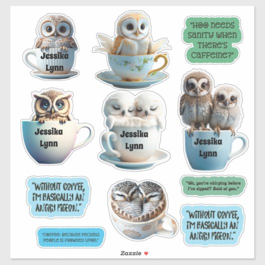 Schattigee en Sassy Owl-Stickers personaliseren ko Sticker (Vel)