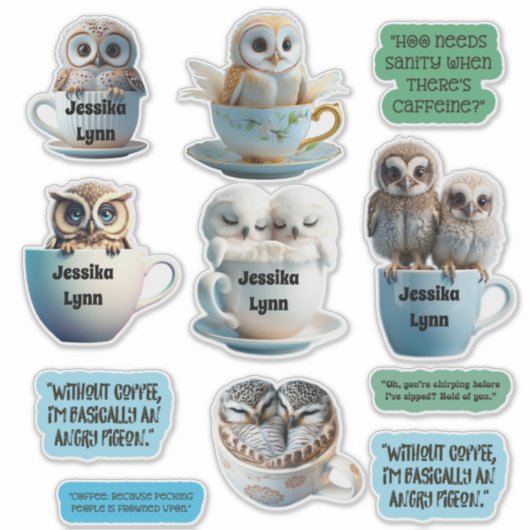 Schattigee en Sassy Owl-Stickers personaliseren ko Sticker (Voorkant)