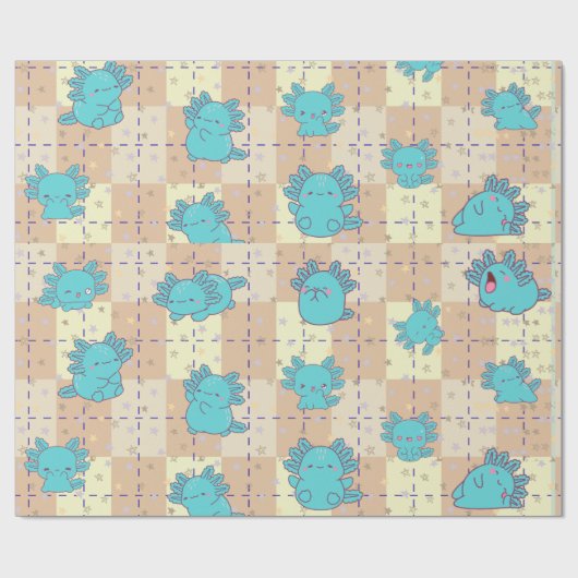 Schattigee en Schattige Axolotl Cadeaupapier (Vlak)