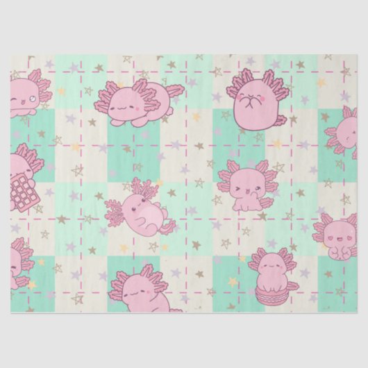 Schattigee en Schattige Axolotl Tissuepapier (Voorkant)