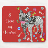 Schattigee en Schattige Boston Terrier Mousepad Muismat (Voorkant)