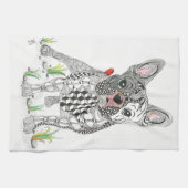 Schattigee en Schattige Franse Bulldog Keuken Hand Theedoek (Horizontaal)