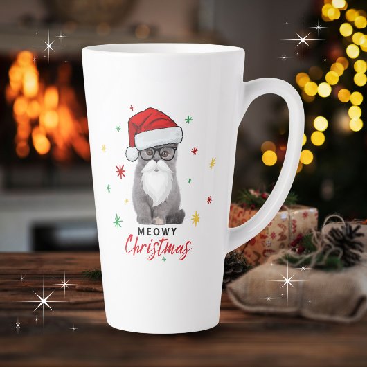 Schattigee en Schattige Santa Kitten Meowy Christm Latte Mok