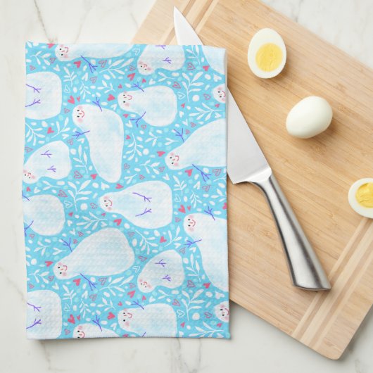 Schattigee en Schattige sneeuwman keukenhanddoek (Quarter Fold)