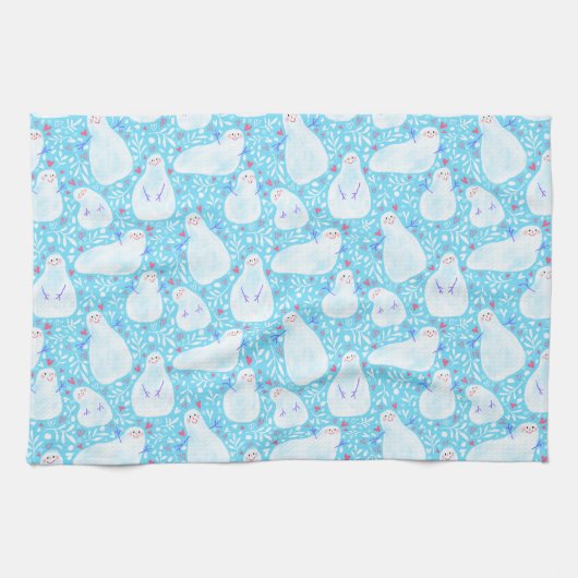 Schattigee en Schattige sneeuwman keukenhanddoek (Horizontaal)