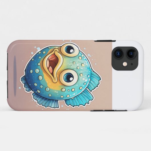 Schattigee en schattige vis ontwerp iPhone cover (Achterkant (horizontaal))