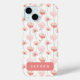 Schattigee en sierlijke blush roze bloemnaam iPhone 15 case