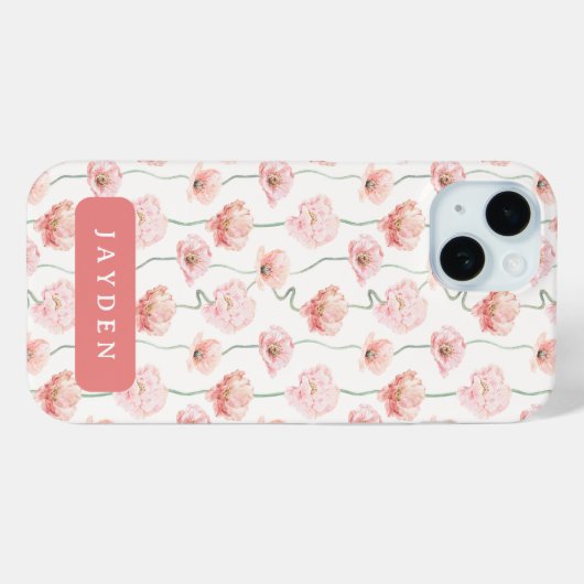 Schattigee en sierlijke blush roze bloemnaam Case-Mate iPhone case (Achterkant (horizontaal))