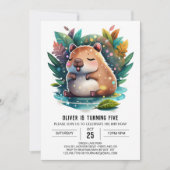 Schattigee en speelse Capybara Verjaardag Kaart (Voorkant)