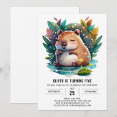 Schattigee en speelse Capybara Verjaardag Kaart (Voorkant / Achterkant)