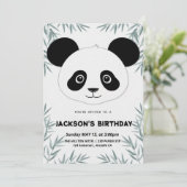 Schattigee en speelse panda-thema verjaardag kaart (Staand voorkant)