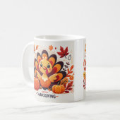 Schattigee en speelse Thanksgiving kalkoen ontwerp Koffiemok (Voorkant links)