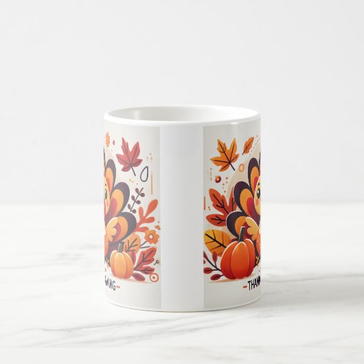 Schattigee en speelse Thanksgiving kalkoen ontwerp Koffiemok (Center)