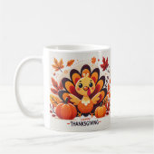 Schattigee en speelse Thanksgiving kalkoen ontwerp Koffiemok (Links)