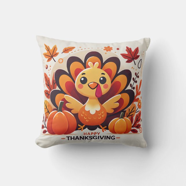 Schattigee en speelse Thanksgiving kalkoen ontwerp Kussen (Voorkant)