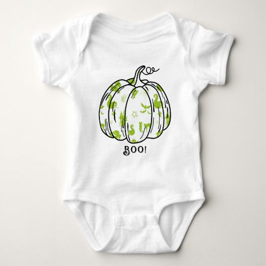 Schattigee en spookachtige groene Jack-O'-Lantern Romper (Voorkant)