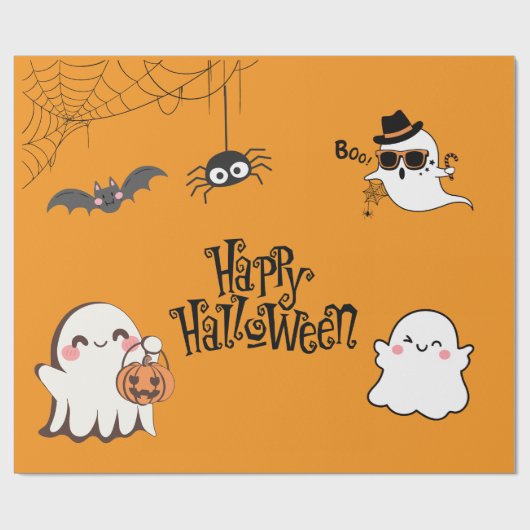 Schattigee en spookachtige Halloween Cadeaupapier (Vlak)