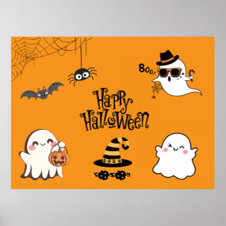 Schattigee en spookachtige Halloween Poster