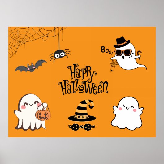 Schattigee en spookachtige Halloween Poster (Voorkant)