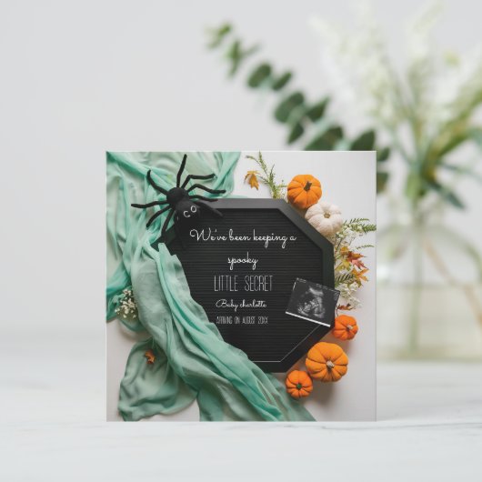 Schattigee en spookachtige Halloween zwangerschaps Kaart (Staand voorkant)