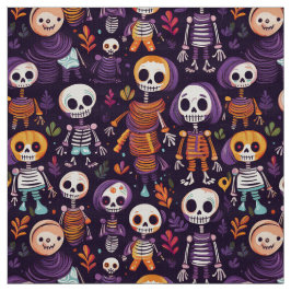 Schattigee en spookachtige skeletten Halloween-pat Stof