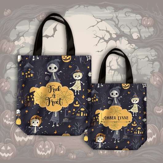 Schattigee en Spooky Ghouls Trick or treat Hallowe Tote Bag