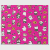 Schattigee en Spooky Halloween Cats Wrapping Paper Cadeaupapier (Vlak)