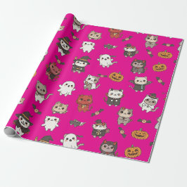 Schattigee en Spooky Halloween Cats Wrapping Paper Cadeaupapier