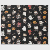 Schattigee en Spooky Halloween Cats Wrapping Paper Cadeaupapier (Vlak)