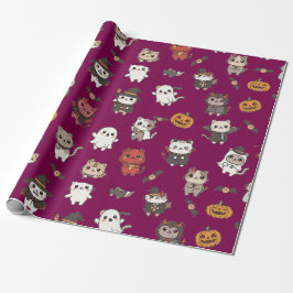Schattigee en Spooky Halloween Cats Wrapping Paper Cadeaupapier