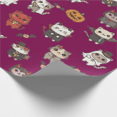 Schattigee en Spooky Halloween Cats Wrapping Paper Cadeaupapier (Hoek)
