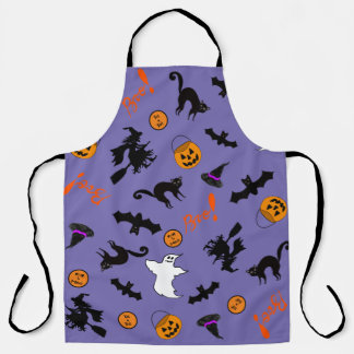 Schattigee en Spooky Halloween Icon Paarse Schort