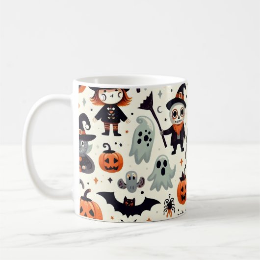 Schattigee en Spooky Halloween Pattern Mok (Links)