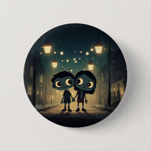 Schattigee en Spooky Zombies in Liefde - Button (Voorkant)