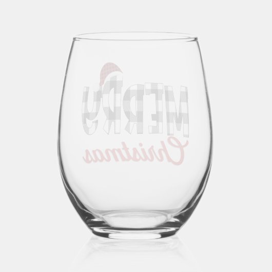 Schattigee en trendy Buffalo Plaid Vrolijk Kerstfe Wijnglas Zonder Voet (Achterkant)