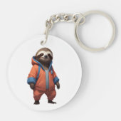 Schattigee en vriendelijke luiaard illustratie sleutelhanger (Achterkant)