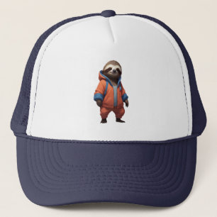 Schattigee en vriendelijke luiaard illustratie trucker pet